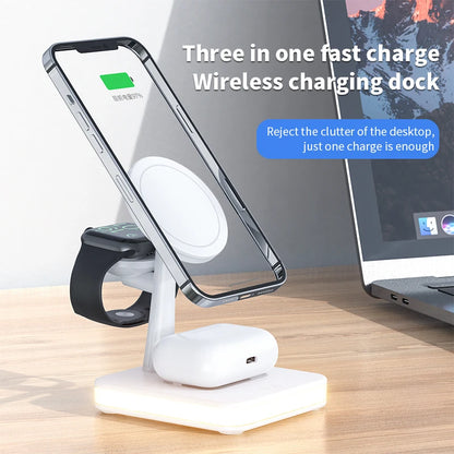 3 In 1 Magnetic Wireless Charging Station For iPhone, Apple Watch And Airpods