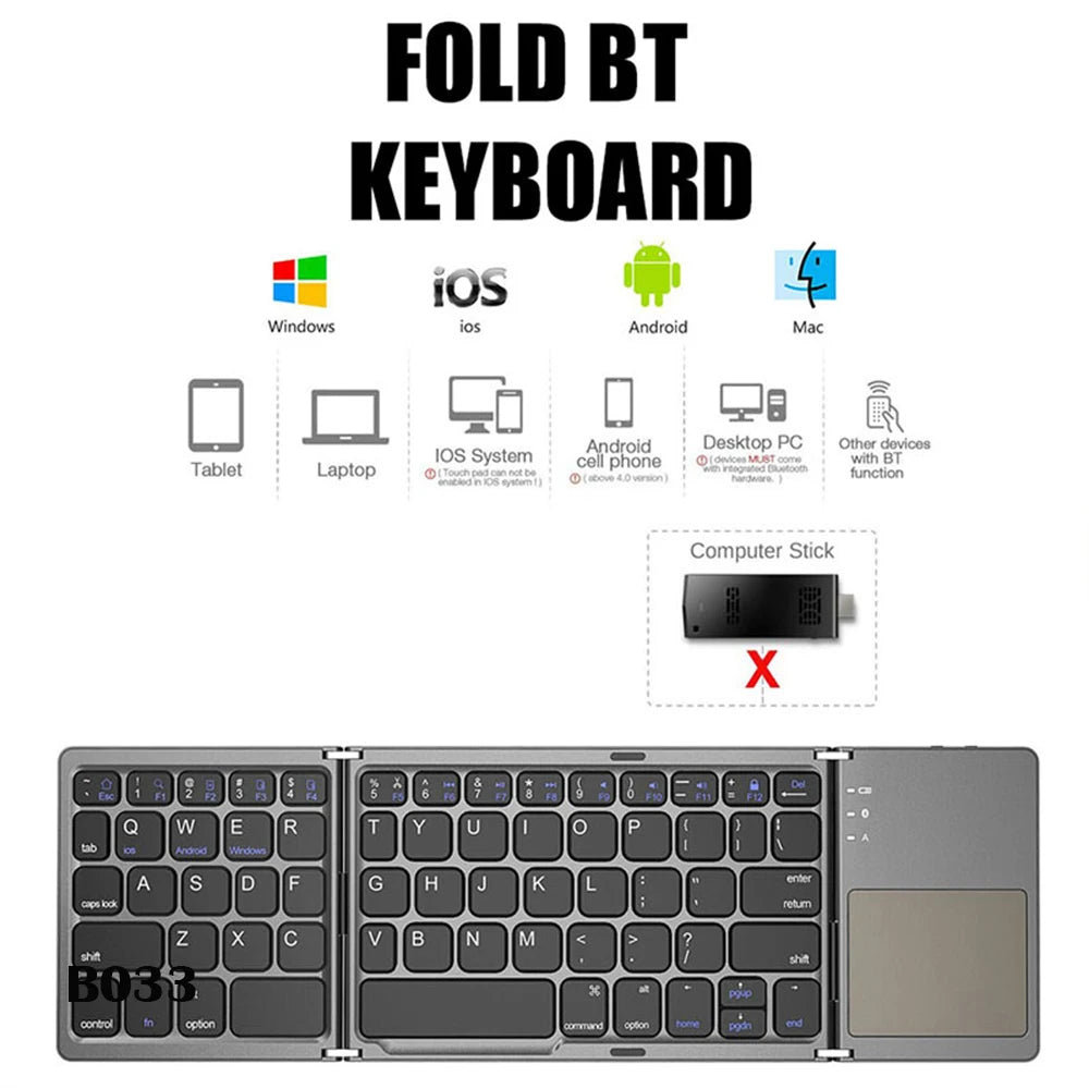 Mini Portable Wireless Bluetooth Keyboard With Touchpad For Windows, Android & IOS