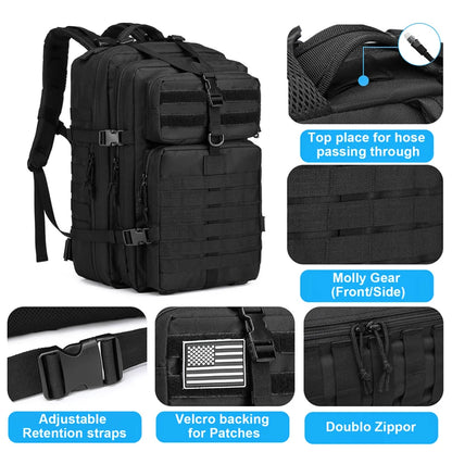 45L 1000D Multipurpose Tactical, Sports, Outdoors, and Daily Backpack