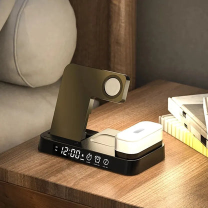 30W 3 In 1 Wireless Charger Stand With Integrated Alarm Clock And Night Light