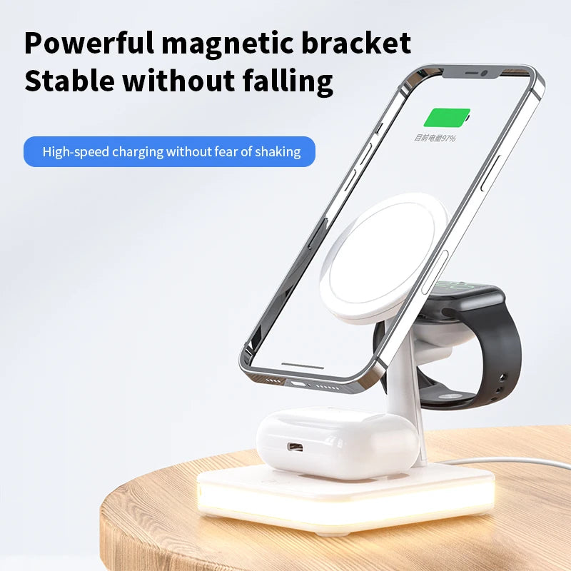 3 In 1 Magnetic Wireless Charging Station For iPhone, Apple Watch And Airpods