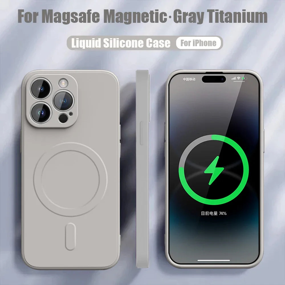 iPhone 16 Luxury Magsafe Magnetic Liquid Silicone Phone Case