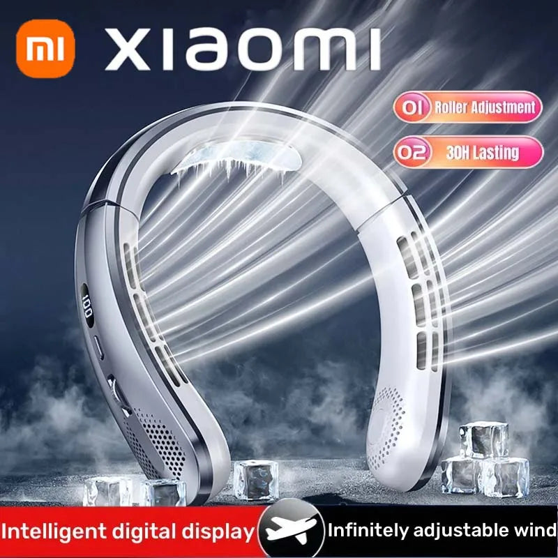 Xiaomi 8000mAh Hanging Neck Fan Portable Bladeless Mini Rechargeable LED Digital Display