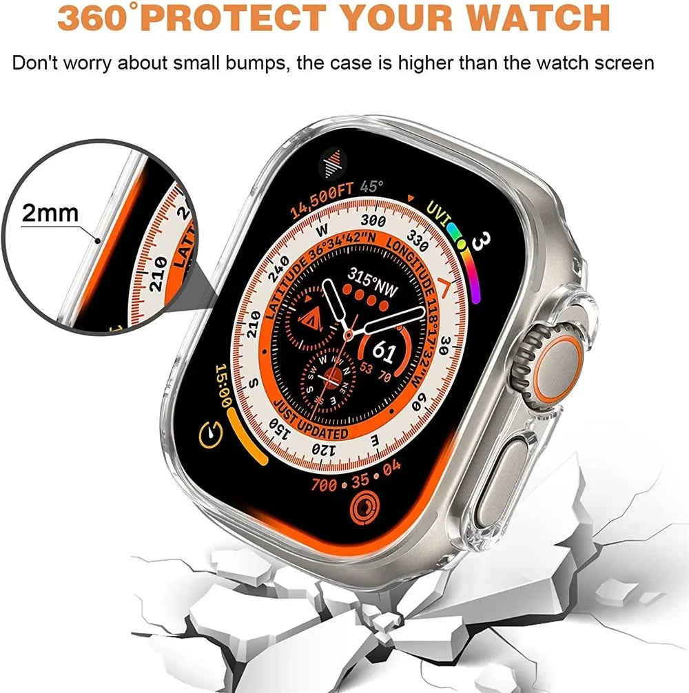 TPU Case Cover for Apple Watch Ultra 49mm Bumper NO Screen Protector Protective Scratch-Resistant Frame for iWatch 8 45mm 41mm