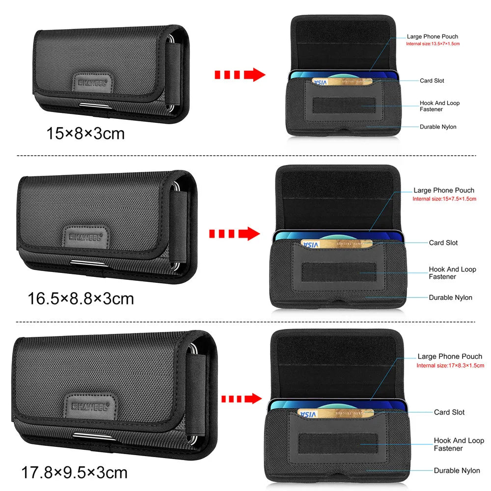 4.7-6.8inch Multifunction Phone Belt Holster Case For iPhone,Samsung Smartphones