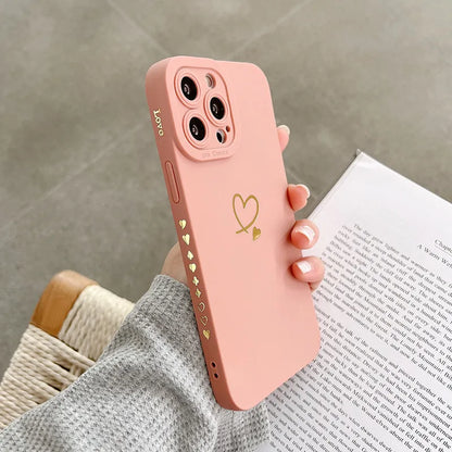 Silicone iPhone Case With Love Heart Frame Soft Cover