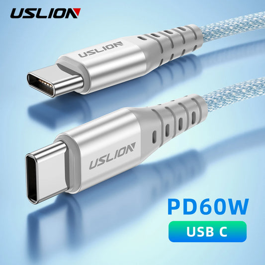 USLION USB-C To USB-C Cable PD 60W For iPhone, Xiaomi, Samsung