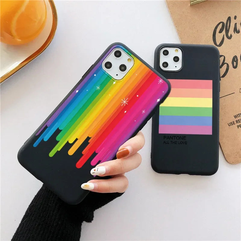 LGBTQIA+ Phone Cases For iPhone Black Silicone Soft Fundas Cover