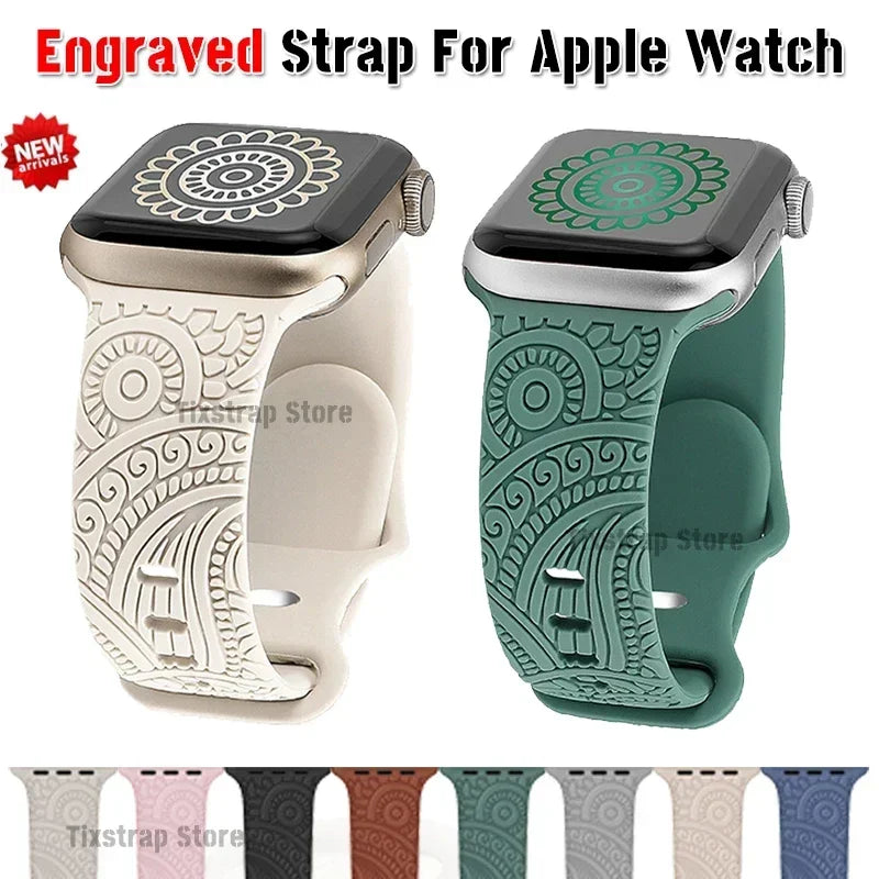 Engraved Silicone Strap For Apple