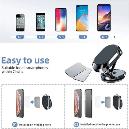 Magnetic Smartphone Foldable Car Phone Holder For iPhone, Samsung, Xiaomi