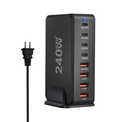 240W Desktop GaN Charger 8-port USB Type C PD Charger Fast Charge 3.0 USB Type C Fast Charger Mobile USB Charger