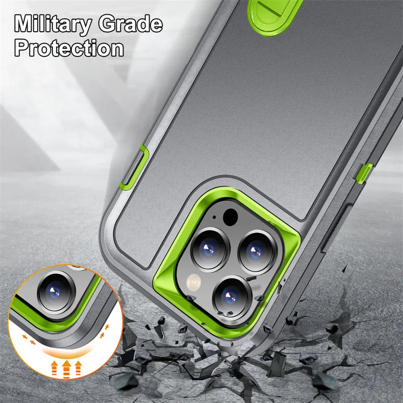 Hybrid Military Grade Defender Protection Case for iPhone With Kickstand