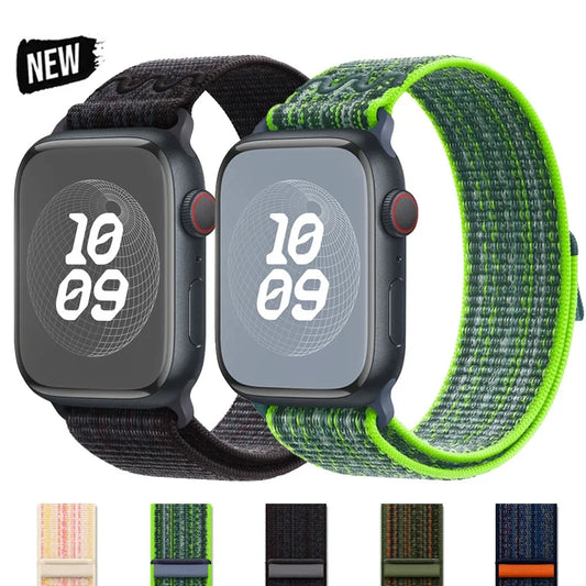 Nylon Strap For Apple Watch Band 49mm 45mm 44mm 41mm 38 42mm Loop Sport Bracelet For nike iWatch 9 8 7 6 5 SE Ultra 2 Watchband