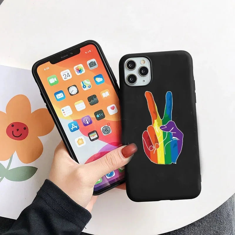 LGBTQIA+ Phone Cases For iPhone Black Silicone Soft Fundas Cover