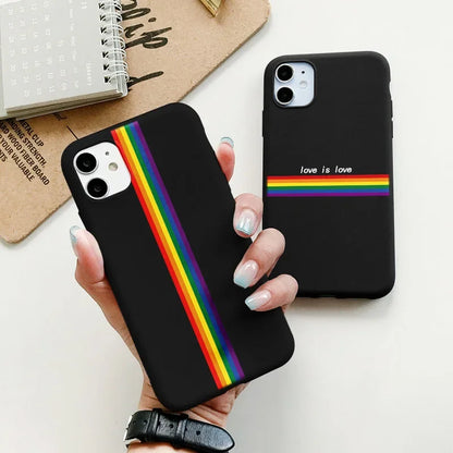 LGBTQIA+ Phone Cases For iPhone Black Silicone Soft Fundas Cover