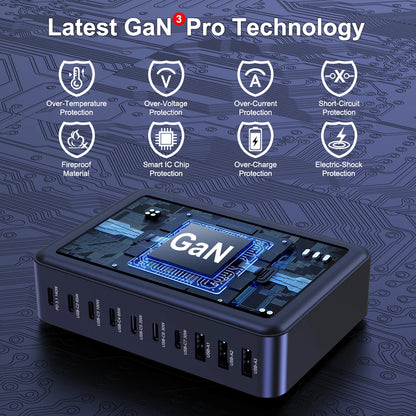 400W 10-Ports GaN Desktop GaN Fast Charge 3.1 USB Type C Fast Charger Mobile USB Charger