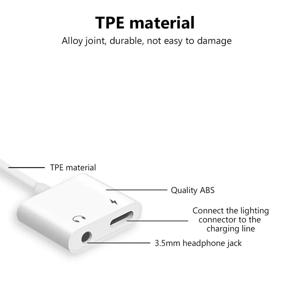 Headphone Adaptador For IPhone 14 13 12 Plus Aux Audio Splitter for Lighting To 3.5mm Adapter Earphone Jack Cable