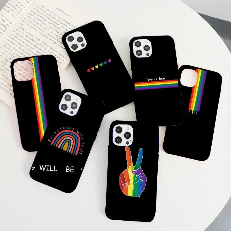 LGBTQIA+ Phone Cases For iPhone Black Silicone Soft Fundas Cover