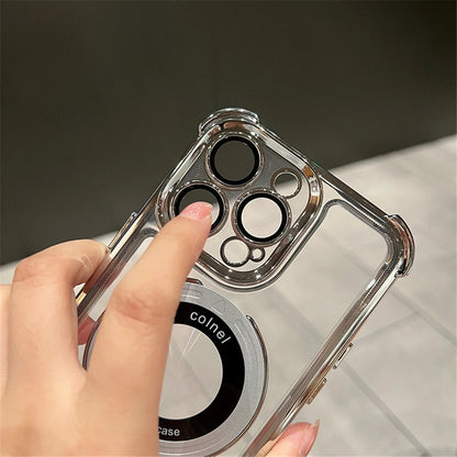 Luxury Plating Shockproof Magnetic Magsafe Clear Case For iPhone