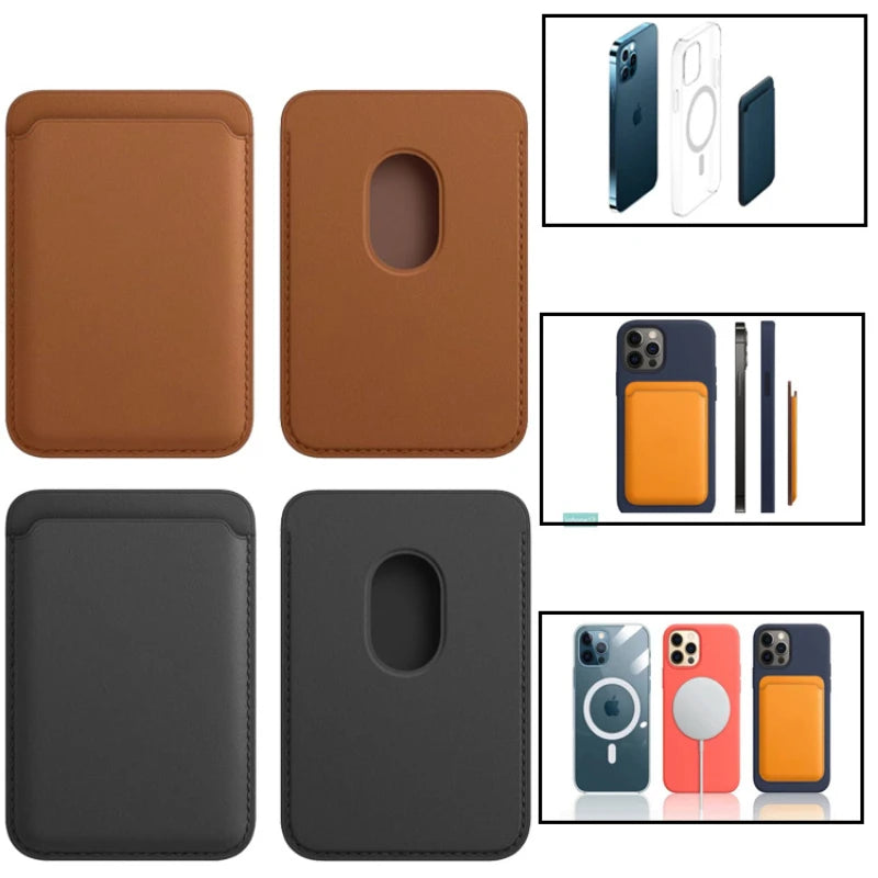 Mag safe Leather Magnetic Wallet Card Holder Case For iPhone